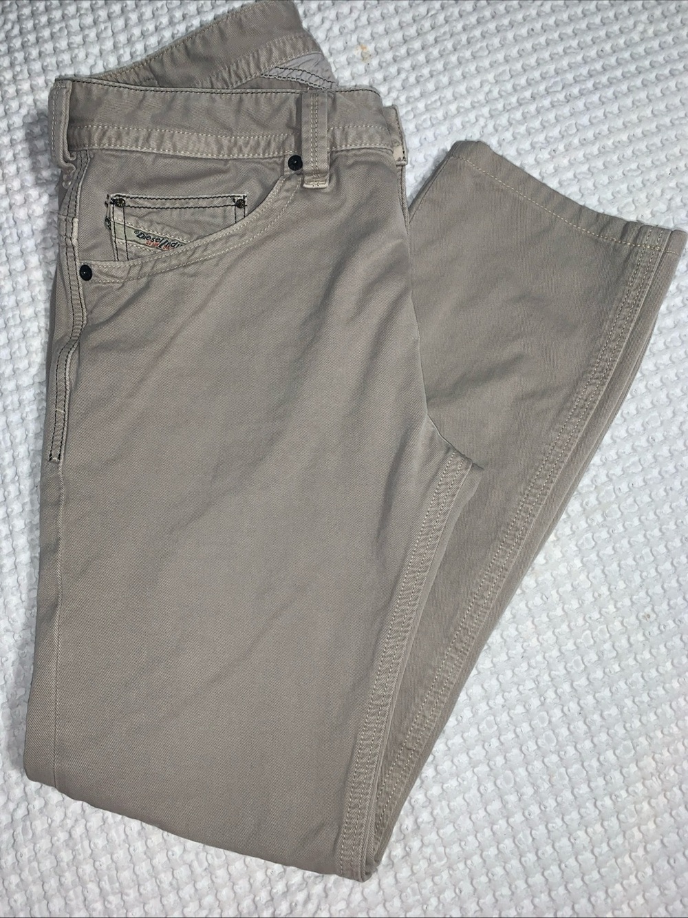 Diesel Industry Jeans Thavar Slim Skinny Mens W29 Beige Made In Italy Mid Rise